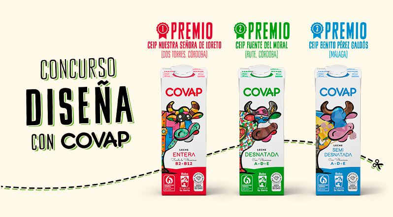 La 11ª edición de Diseña con COVAP bate récord de participación con 182 colegios y convierte el arte escolar en  envases de leche