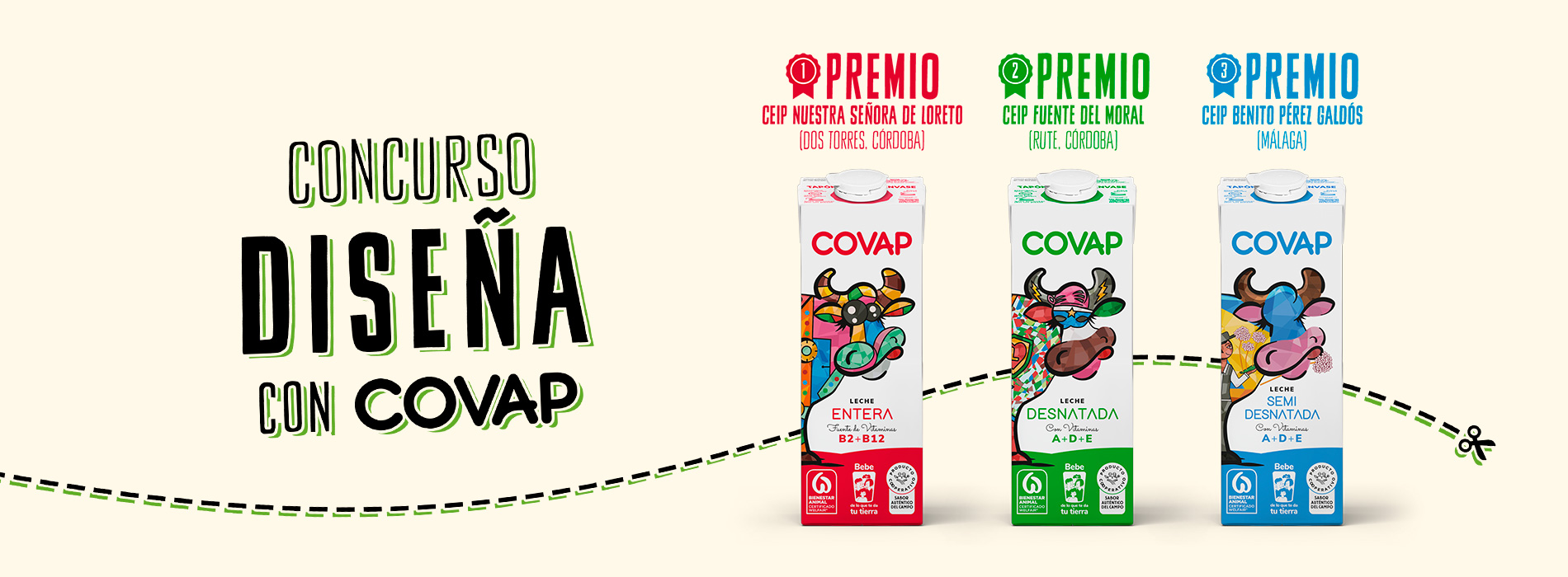 La 11ª edición de Diseña con COVAP bate récord de participación con 182 colegios y convierte el arte escolar en  envases de leche