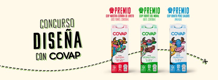 La 11ª edición de Diseña con COVAP bate récord de participación con 182 colegios y convierte el arte escolar en  envases de leche