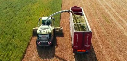 Tractor haciendo la recogida de trigo